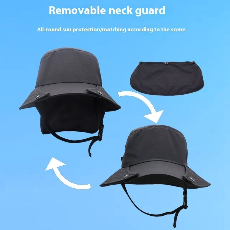 UPF50 Big Brim Detachable Bucket Hat Riding Wild Tour Adventure Fishing Quick-drying Cap Sun Protection Neck Protection