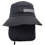 UPF50 Big Brim Detachable Bucket Hat Riding Wild Tour Adventure Fishing Quick-drying Cap Sun Protection Neck Protection